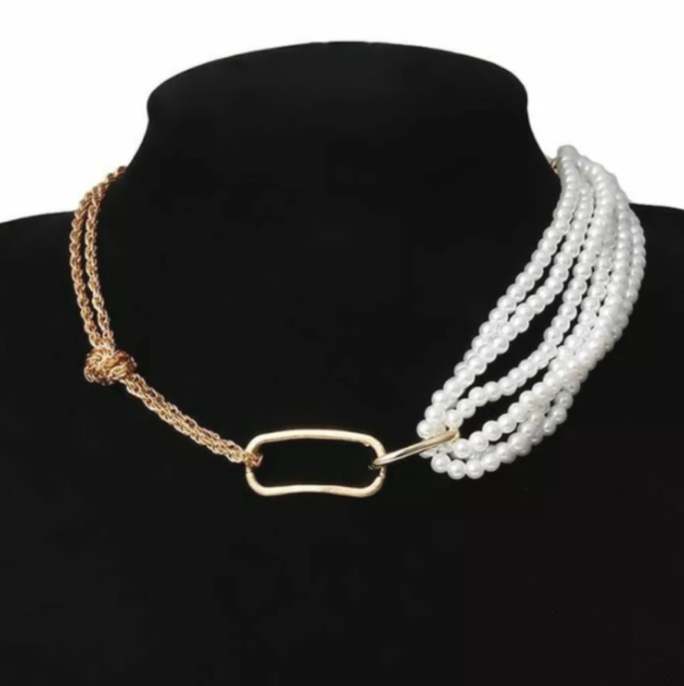Faux Pearl-Chain Choker NWT